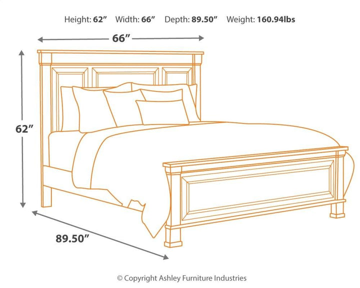 ASHLEY FURNITURE PKG006075 King Panel Bed With Mirrored Dresser and 2 Nightstands