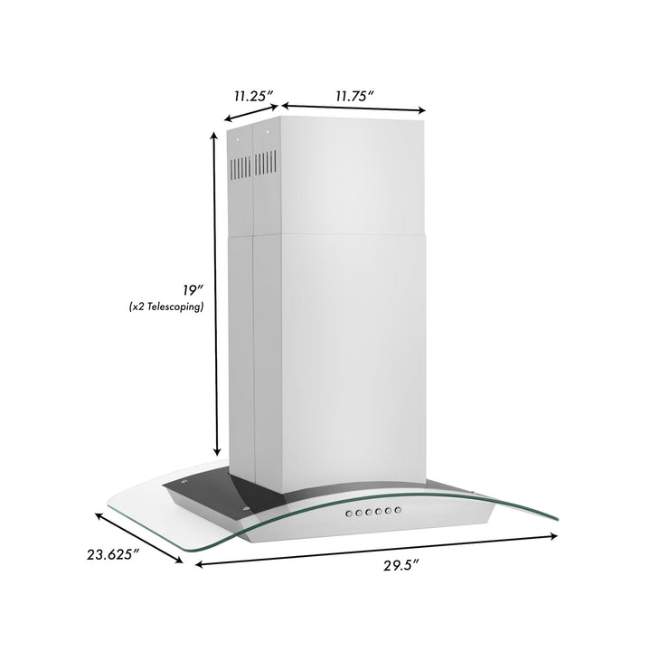 ZLINE KITCHEN AND BATH ALP70IS30 ZLINE Alpine Series Convertible Island Mount Range Hood in Stainless Steel Size: 30 Inch