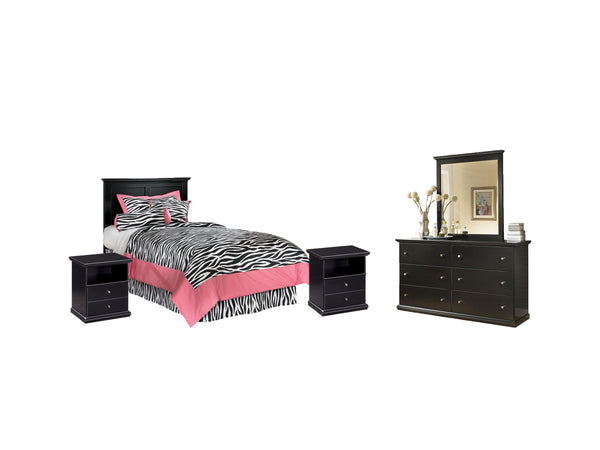 ASHLEY FURNITURE PKG007409 Twin Panel Headboard With Mirrored Dresser and 2 Nightstands