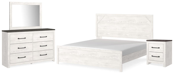 ASHLEY FURNITURE PKG014062 King Panel Bed With Mirrored Dresser and Nightstand