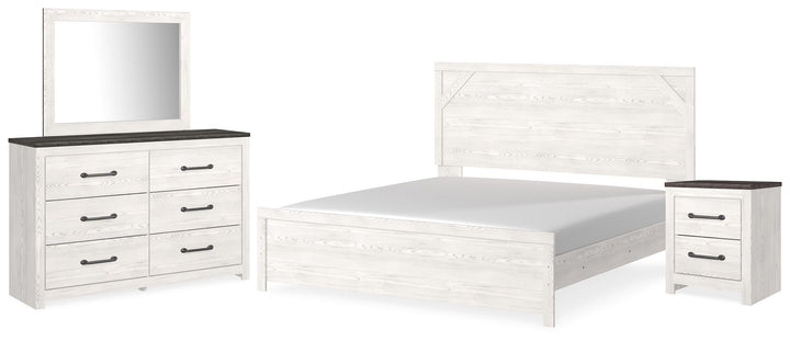 ASHLEY FURNITURE PKG014062 King Panel Bed With Mirrored Dresser and Nightstand