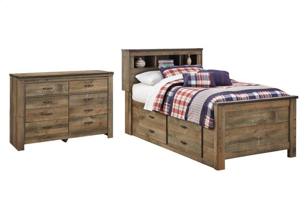 ASHLEY FURNITURE PKG005042 Twin Bookcase Bed With 2 Storage Drawers With Dresser