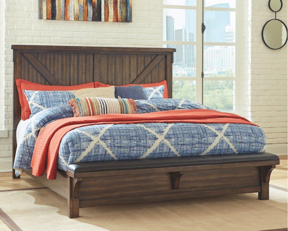 ASHLEY FURNITURE B718B10 Lakeleigh California King Panel Bed With Upholstered Bench