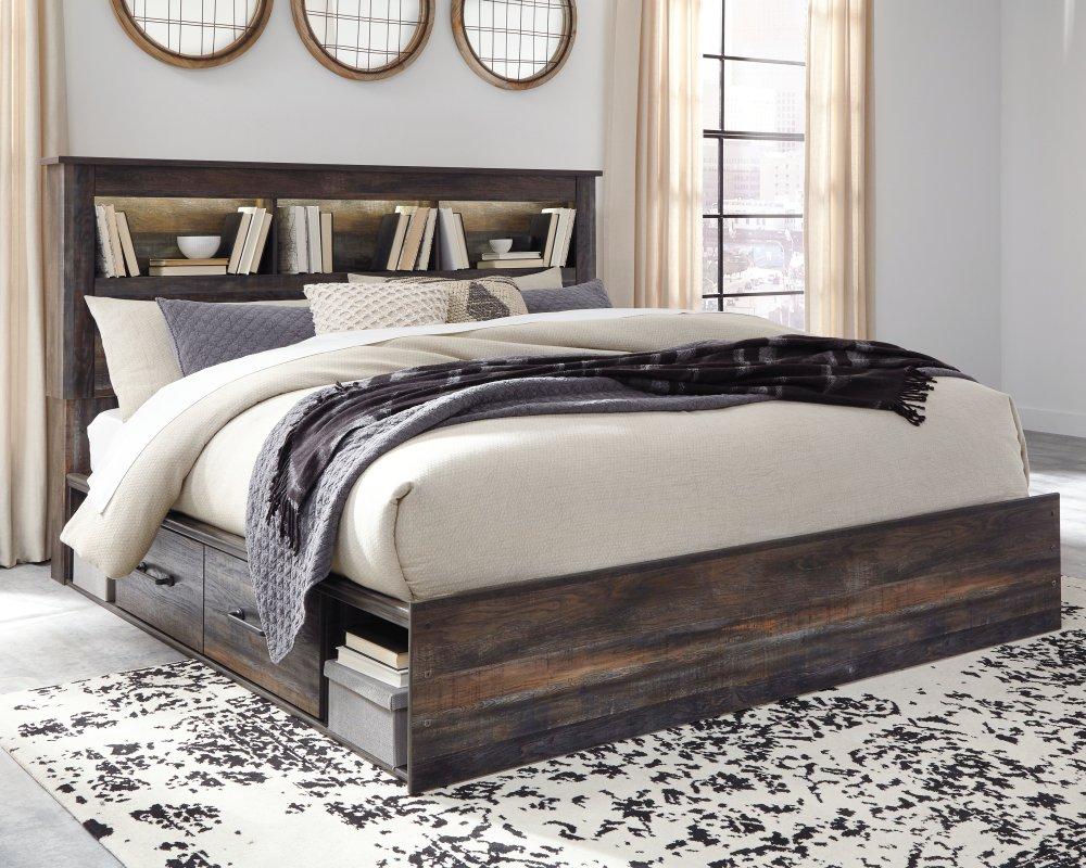 ASHLEY FURNITURE B211B52 Drystan King Bookcase Bed With 4 Storage Drawers