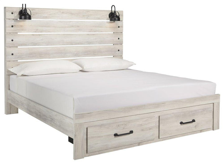 ASHLEY FURNITURE PKG003044 King Panel Bed With 2 Storage Drawers With Mirrored Dresser