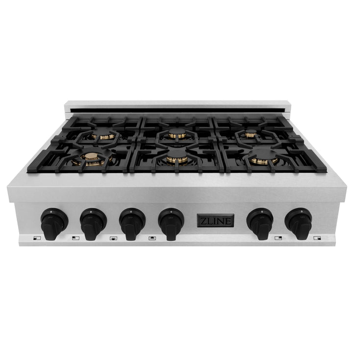 ZLINE KITCHEN AND BATH RTSZ36CB ZLINE Autograph Edition 36" Porcelain Rangetop with 6 Gas Burners in DuraSnow R Stainless Steel with Accents Size: Champagne Bronze