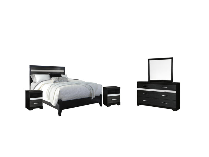 ASHLEY FURNITURE PKG007653 Queen Panel Bed With Mirrored Dresser and 2 Nightstands