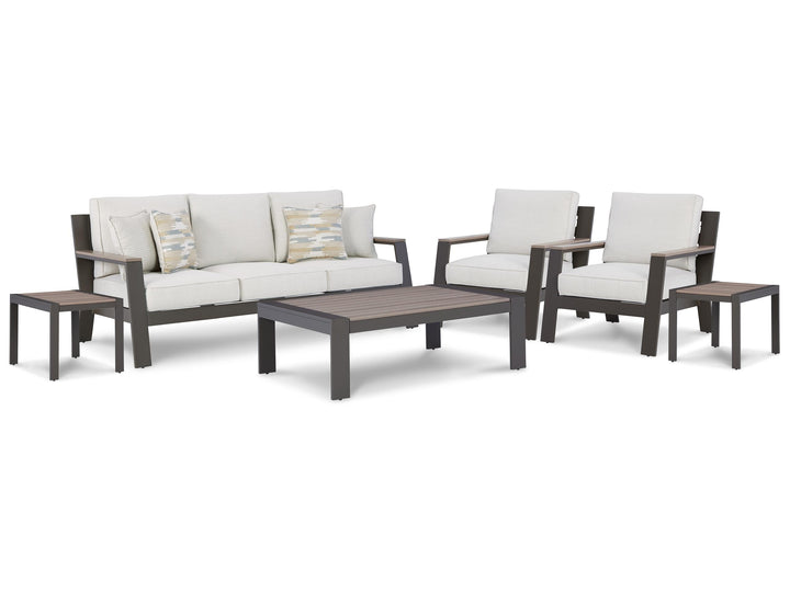 ASHLEY FURNITURE PKG014590 Outdoor Sofa and 2 Lounge Chairs With Coffee Table and 2 End Tables