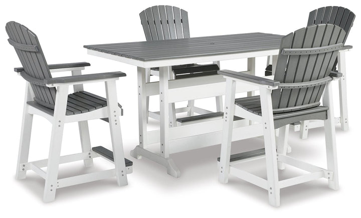 ASHLEY FURNITURE PKG013815 Outdoor Counter Height Dining Table and 4 Barstools