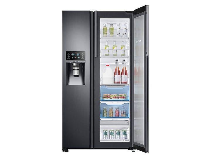 SAMSUNG RH22H9010SG 22 cu. ft. Food Showcase Counter Depth Side-by-Side Refrigerator with Metal Cooling in Black Stainless Steel