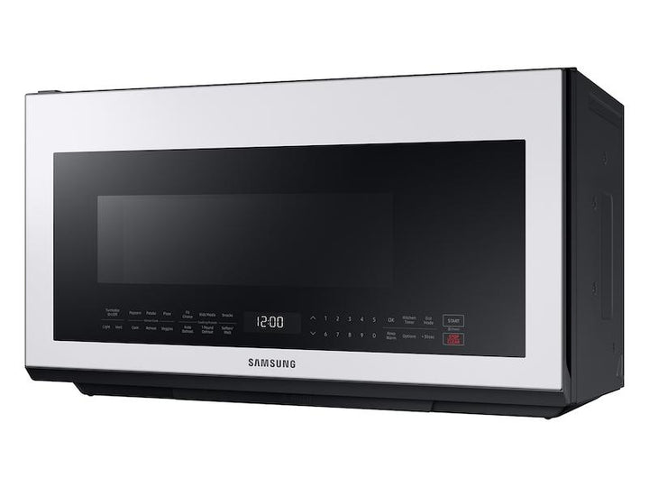 SAMSUNG ME21B706B12 Bespoke Over-the-Range Microwave 2.1 cu. ft. with Sensor Cooking in White Glass