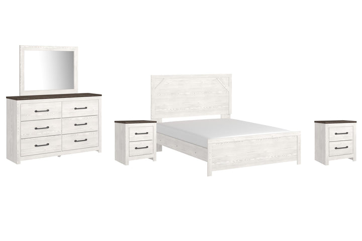 ASHLEY FURNITURE PKG009366 Queen Panel Bed With Mirrored Dresser and 2 Nightstands