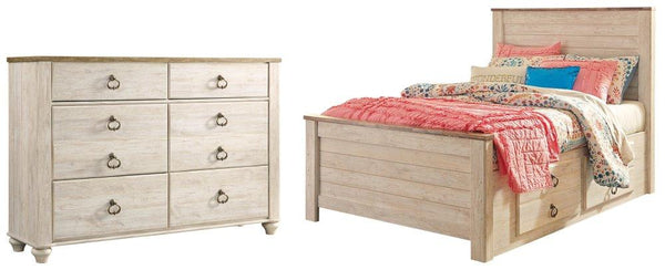 ASHLEY FURNITURE PKG004313 Full Panel Bed With 2 Storage Drawers With Dresser