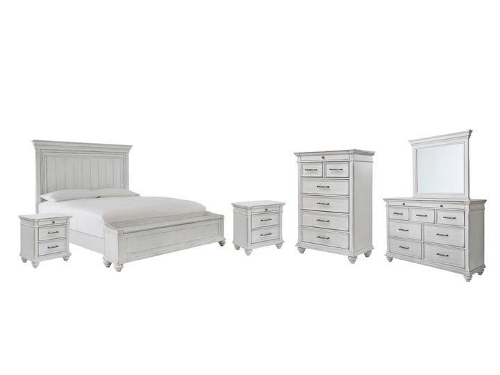 ASHLEY FURNITURE PKG007941 Queen Panel Bed With Storage With Mirrored Dresser, Chest and 2 Nightstands