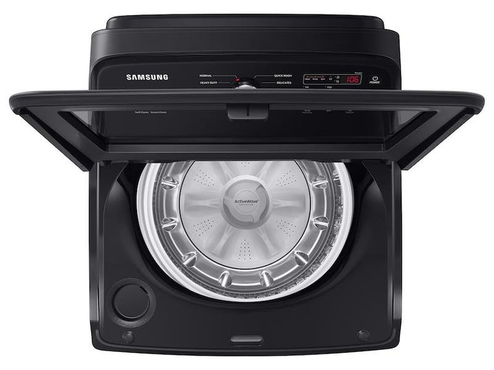 SAMSUNG WA49B5105AV 4.9 cu. ft. Large Capacity Top Load Washer with ActiveWave TM Agitator and Deep Fill in Brushed Black