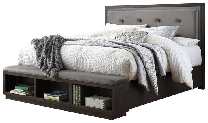 ASHLEY FURNITURE PKG006545 California King Upholstered Panel Bed With Storage With Dresser