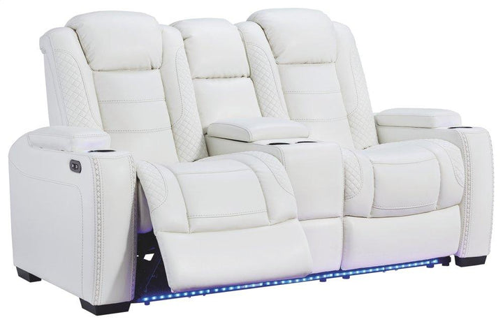 ASHLEY FURNITURE 3700418 Party Time Power Reclining Loveseat With Console