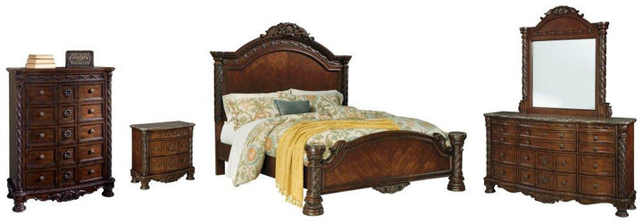 ASHLEY FURNITURE PKG005766 California King Panel Bed With Mirrored Dresser, Chest and Nightstand