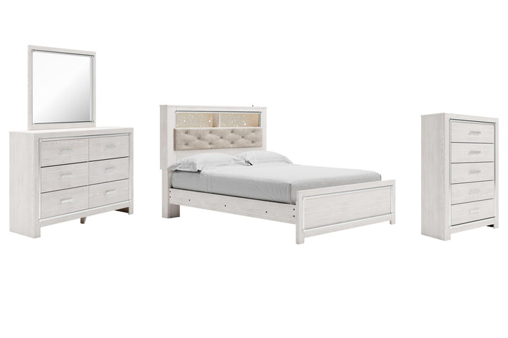 ASHLEY FURNITURE PKG009433 Queen Panel Bookcase Bed With Mirrored Dresser and Chest