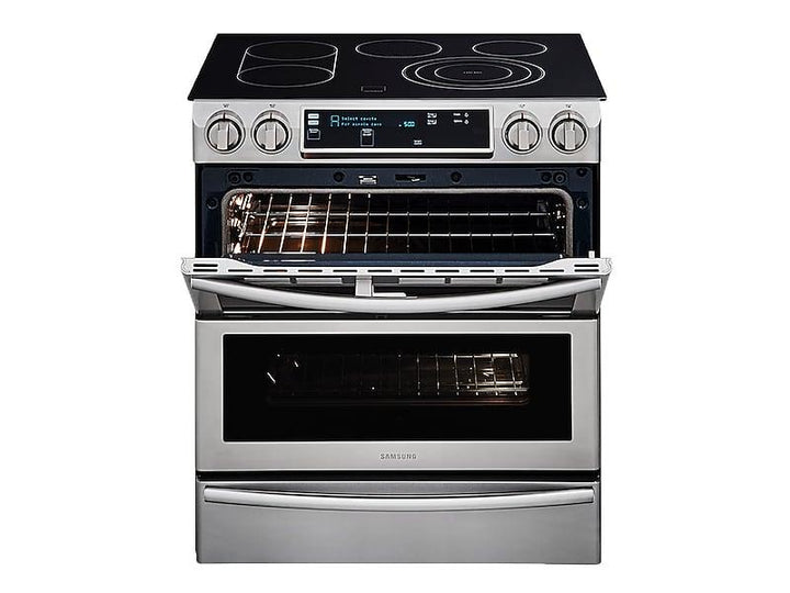 SAMSUNG NE58K9850WS 5.8 cu. ft. Slide-In Electric Range with Flex Duo TM & Dual Door in Stainless Steel