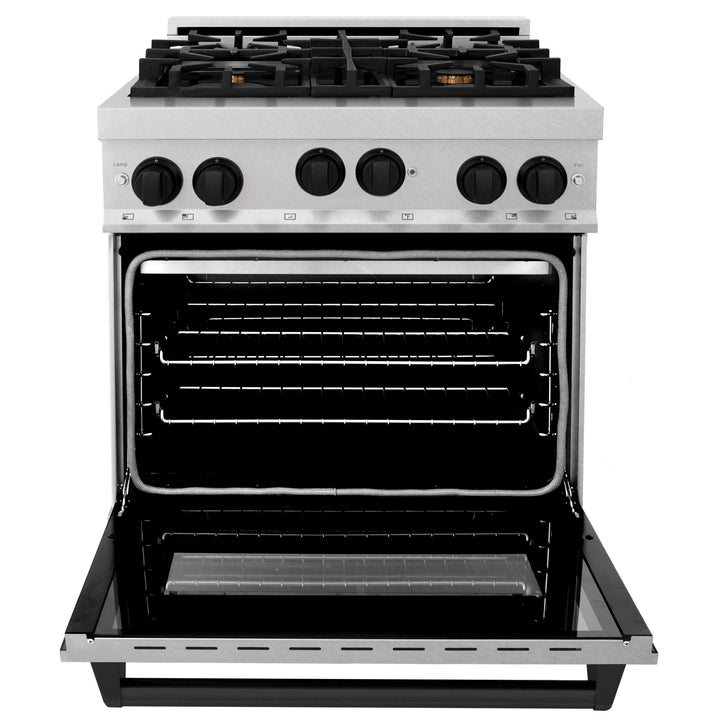 ZLINE KITCHEN AND BATH RGSZSN30MB ZLINE 30" 4.0 cu. ft. Range with Gas Stove and Gas Oven in DuraSnow R Stainless Steel with Accents Accent: Matte Black