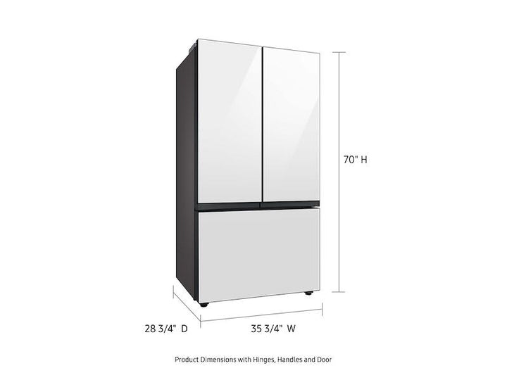 SAMSUNG RF24BB620012AA Bespoke 3-Door French Door Refrigerator 24 cu. ft. with AutoFill Water Pitcher in White Glass