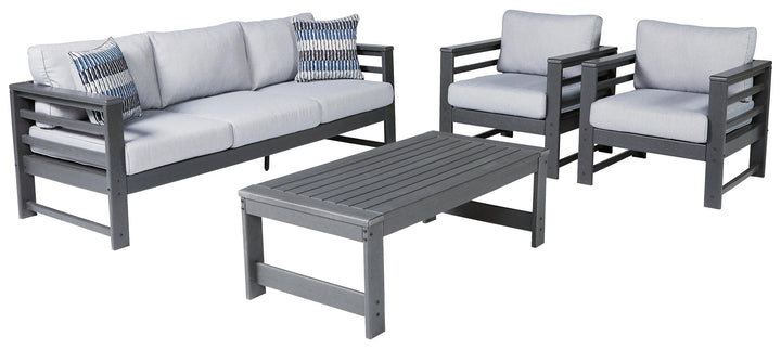 ASHLEY FURNITURE PKG013839 Outdoor Sofa and 2 Chairs With Coffee Table