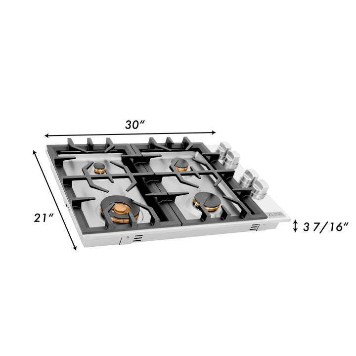 ZLINE KITCHEN AND BATH RC30 ZLINE 30" Drop-in Gas Stovetop with 4 Gas burners Finish: Stainless Steel