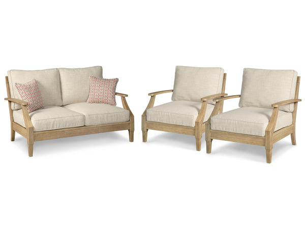 ASHLEY FURNITURE PKG014544 Outdoor Loveseat With 2 Lounge Chairs