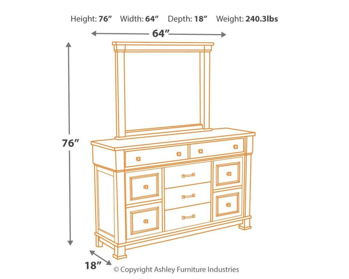 ASHLEY FURNITURE PKG000724 King Panel Bed With Mirrored Dresser