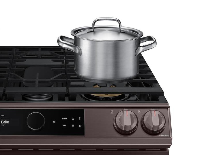 SAMSUNG NX60T8711ST Bespoke Smart Slide-in Gas Range 6.0 cu. ft. with Smart Dial, Air Fry & Wi-Fi in Tuscan Steel