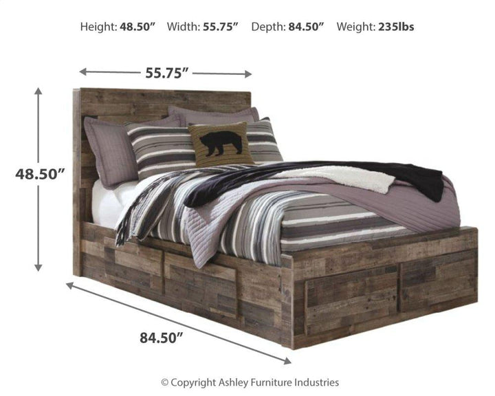 ASHLEY FURNITURE PKG003393 Full Panel Bed With 6 Storage Drawers With Mirrored Dresser and 2 Nightstands
