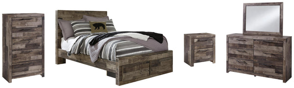 ASHLEY FURNITURE PKG003498 Full Panel Bed With 2 Storage Drawers With Mirrored Dresser, Chest and Nightstand