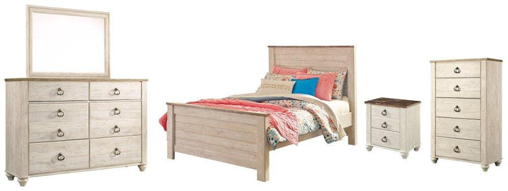 ASHLEY FURNITURE PKG004442 Full Panel Bed With Mirrored Dresser, Chest and Nightstand