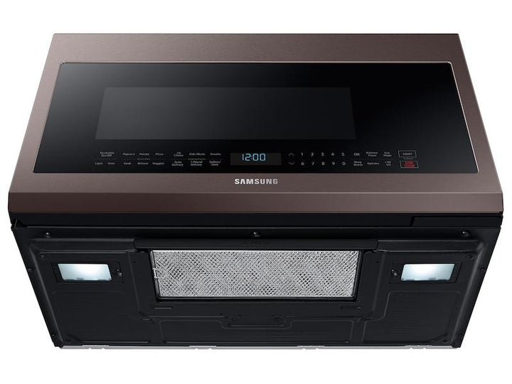 SAMSUNG ME21R706BAT Bespoke Over-the-Range Microwave 2.1 cu. ft. with Sensor Cooking in Fingerprint Resistant Tuscan Stainless Steel