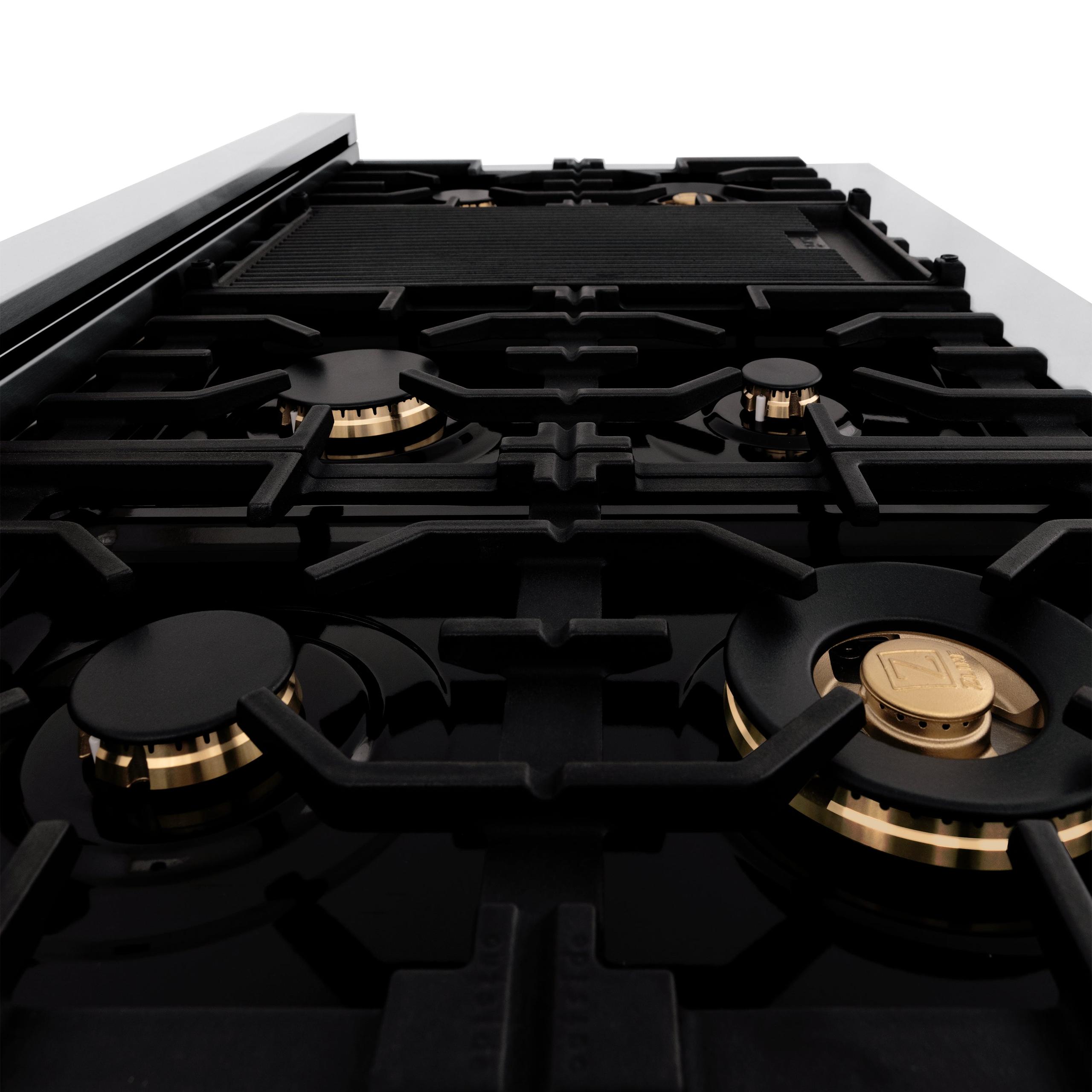 ZLINE KITCHEN AND BATH RTZ48CB ZLINE Autograph Edition 48" Porcelain Rangetop with 7 Gas Burners in Stainless Steel with Accents Color: Champagne Bronze