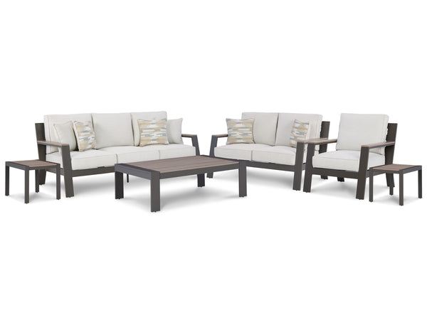 ASHLEY FURNITURE PKG013863 Outdoor Sofa, Loveseat and 2 Lounge Chairs With Coffee Table and 2 End Tables