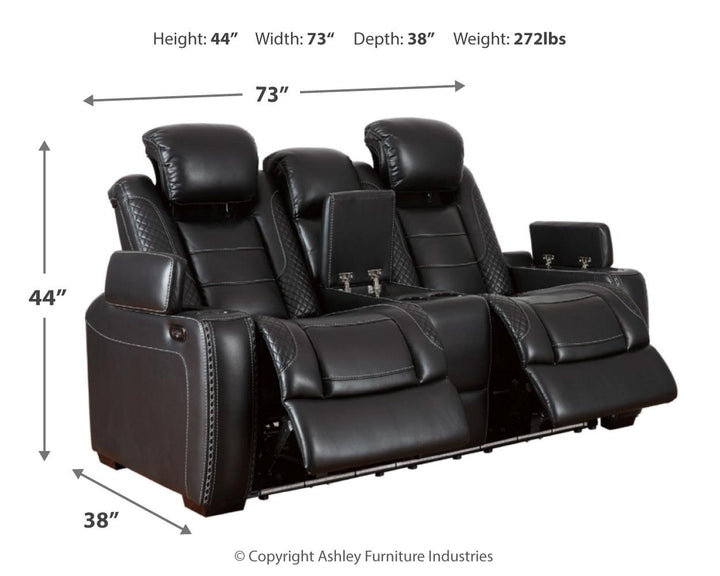 ASHLEY FURNITURE 3700318 Party Time Power Reclining Loveseat With Console