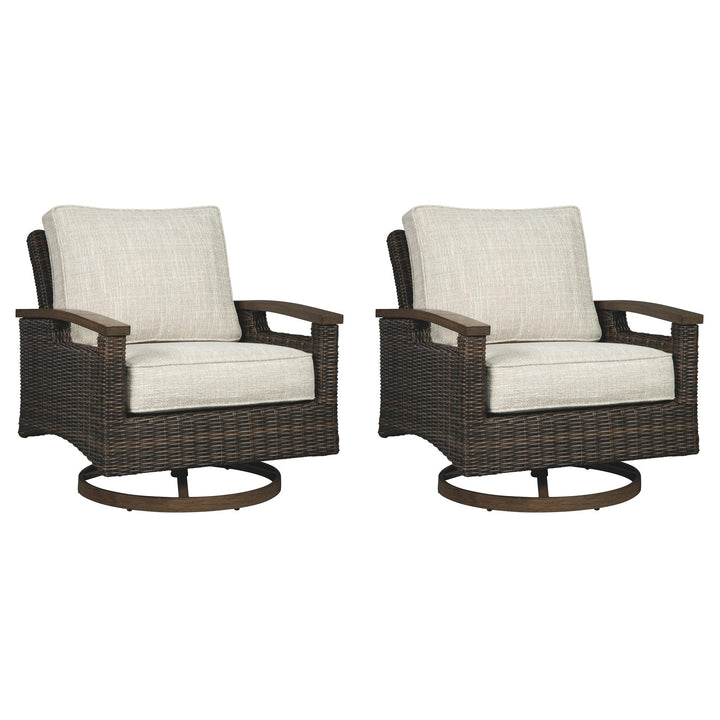 ASHLEY FURNITURE PKG012912 Outdoor Loveseat and 2 Lounge Chairs With Fire Pit Table