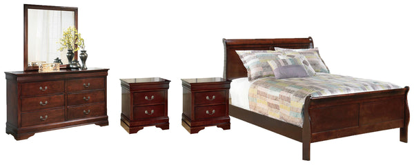 ASHLEY FURNITURE PKG004966 Full Sleigh Bed With Mirrored Dresser and 2 Nightstands