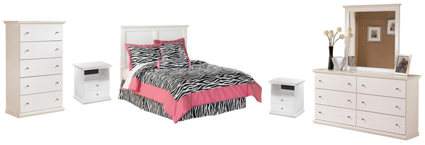 ASHLEY FURNITURE PKG002770 Full Panel Headboard With Mirrored Dresser, Chest and 2 Nightstands