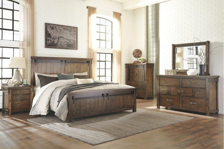 ASHLEY FURNITURE PKG006349 Queen Panel Bed With Mirrored Dresser, Chest and Nightstand