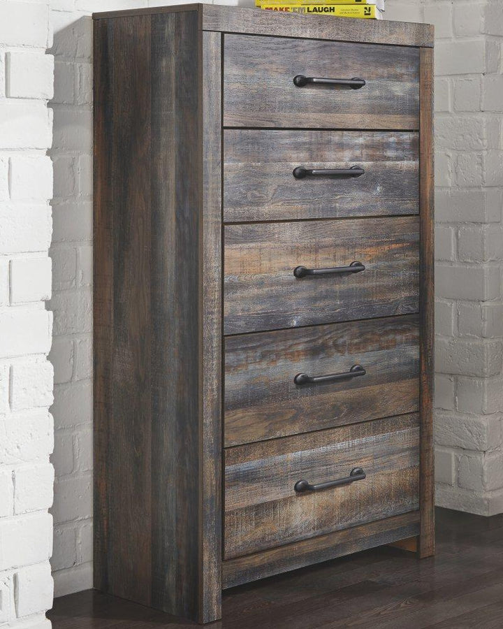 ASHLEY FURNITURE PKG007521 King Panel Headboard With Mirrored Dresser and Chest