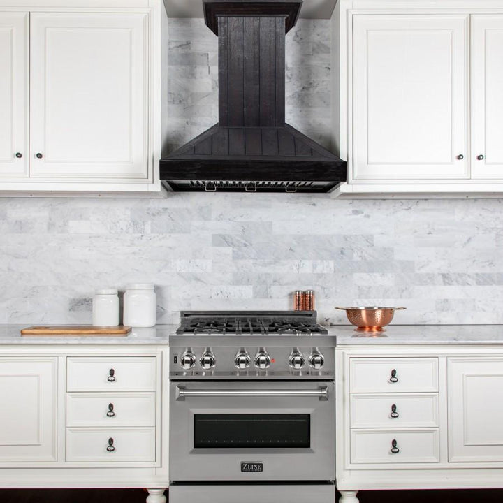 ZLINE KITCHEN AND BATH KPDD30 ZLINE Wooden Wall Mount Range Hood In Rustic Dark Finish - Includes Motor Size: 30 Inch