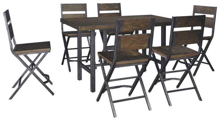 ASHLEY FURNITURE PKG000124 Counter Height Dining Table and 6 Barstools