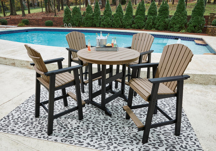 ASHLEY FURNITURE PKG009513 Outdoor Bar Table and 4 Barstools