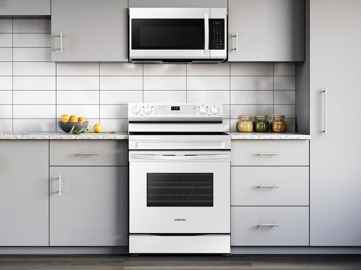 SAMSUNG NE63A6111SW 6.3 cu. ft. Smart Freestanding Electric Range with Steam Clean in White