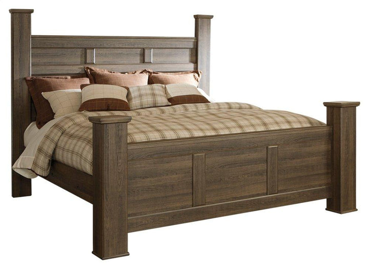 ASHLEY FURNITURE PKG004038 King Poster Bed With Mirrored Dresser and Chest