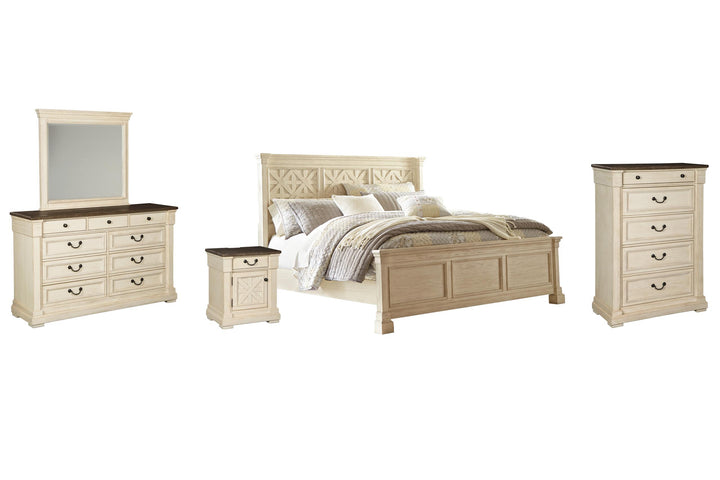 ASHLEY FURNITURE PKG006095 Queen Panel Bed With Mirrored Dresser, Chest and Nightstand