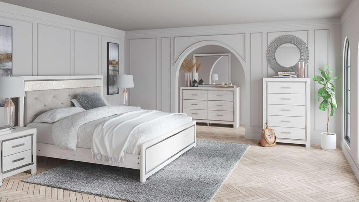 ASHLEY FURNITURE PKG009426 King Panel Bed With Mirrored Dresser and 2 Nightstands